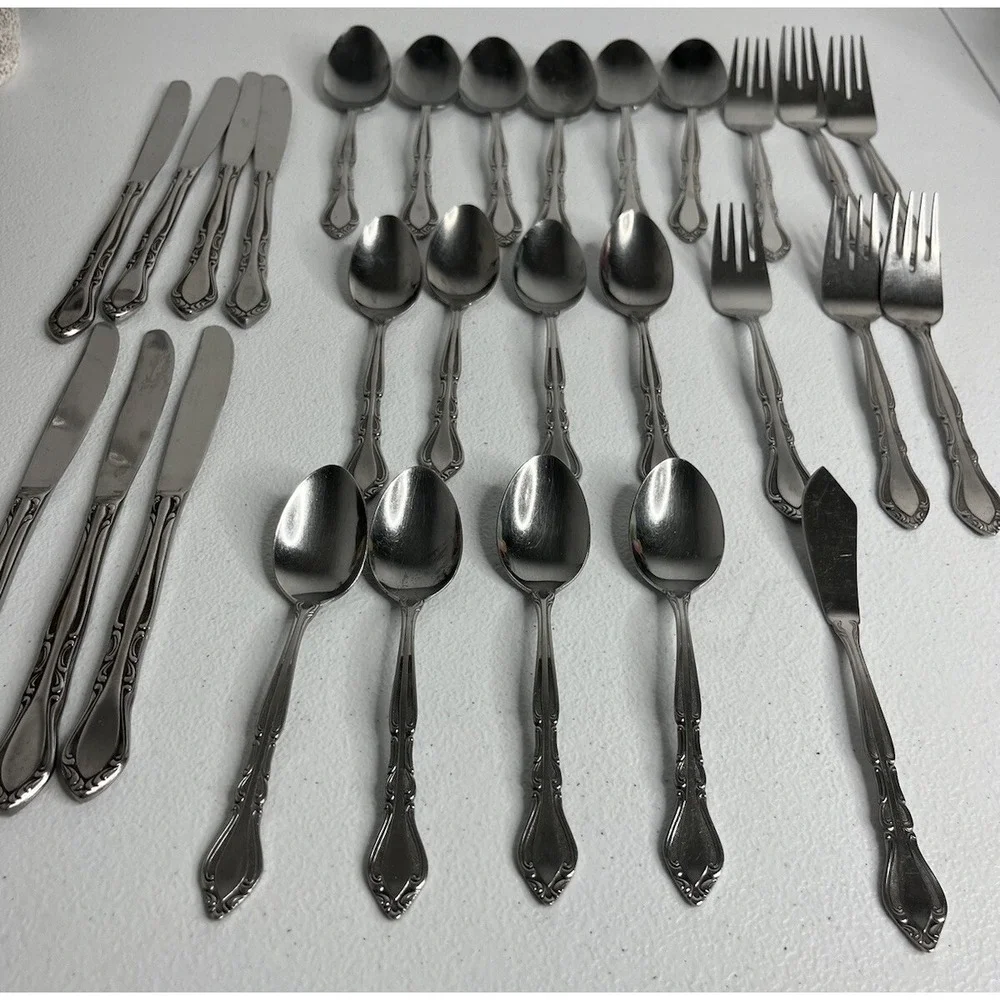 Stanley Roberts Rogers Co Stainless Flatware AUBERGE 28 Piece‎ Set